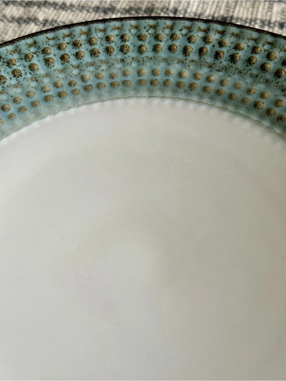 Pier1 Imports Allison 11 5/8” Dinner Plates Bluegreen Edge With Brown Rim x2 EUC